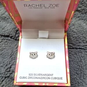 Rachel Zoe Sterling Silver Cat Earrings! NIB!